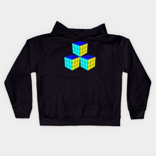 Three Rubik Cubes in a Triangle - Original Colors Kids Hoodie